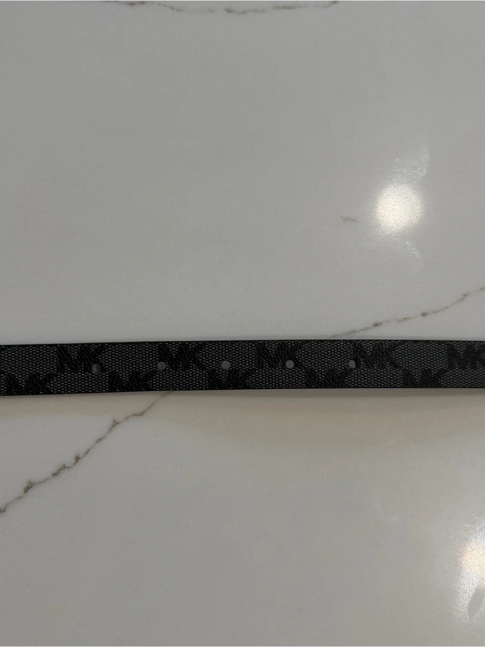 Micahel Kors Black Patterned Leather Belt with Silver Buckle